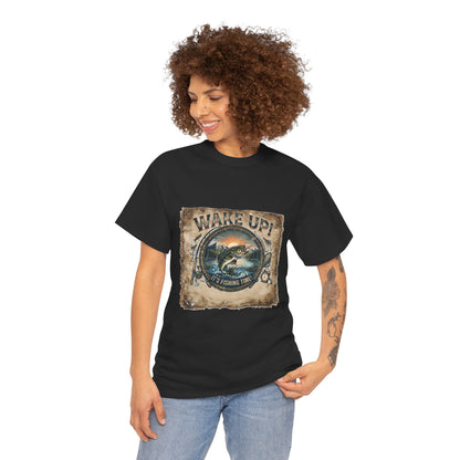Wake Up Fishing Tee | Bass Fish Vintage Outdoors Shirt