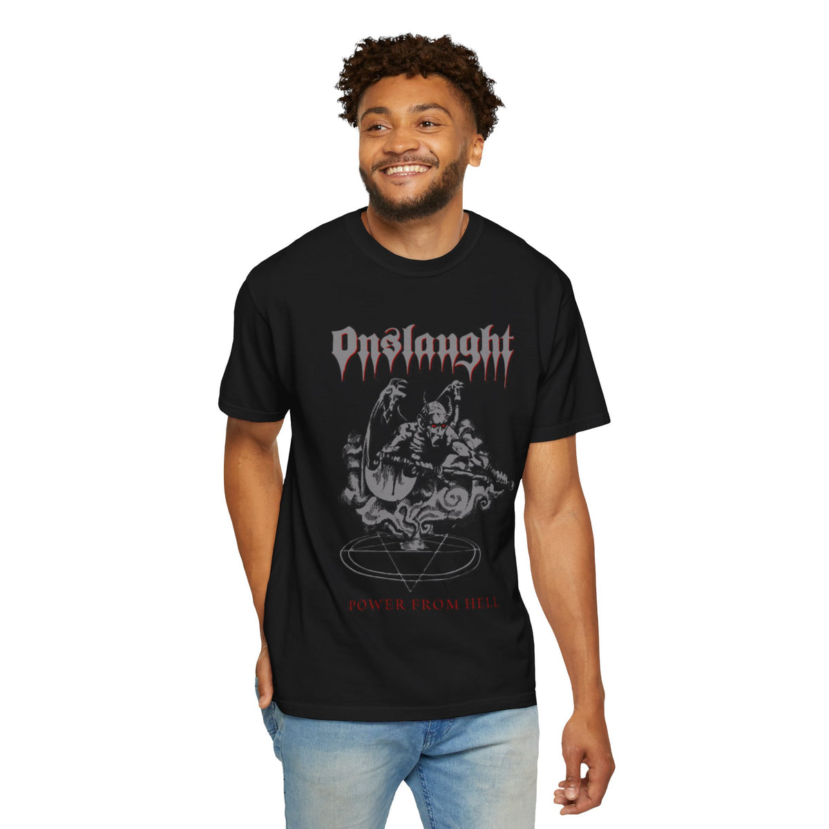 Onslaught Power From Hell Album Artwork T-shirt | Thrash metal band logo tee