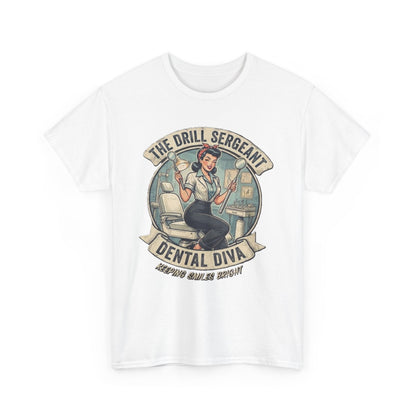 Drill Sergeant Dental Diva T-Shirt | Retro Pinup Dentist Graphic