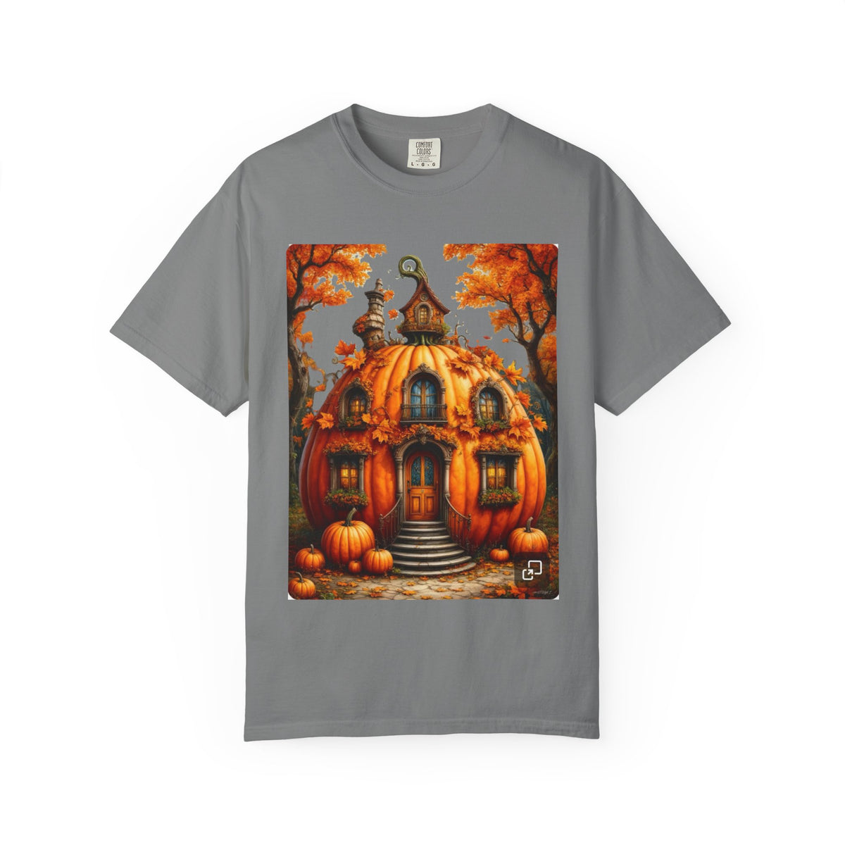 Pumpkin House Illustration T-shirt | Autumn Halloween Pumpkin Cottage