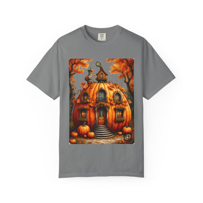 Pumpkin House Illustration T-shirt | Autumn Halloween Pumpkin Cottage