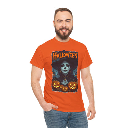 Camiseta de bruja con calabazas de Halloween | Camiseta de arte de calavera de Halloween