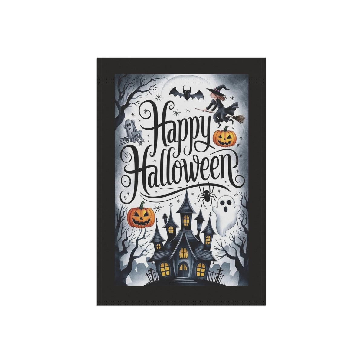 Happy Halloween Garden Flag | House Banner, Haunted House Pumpkin Ghosts