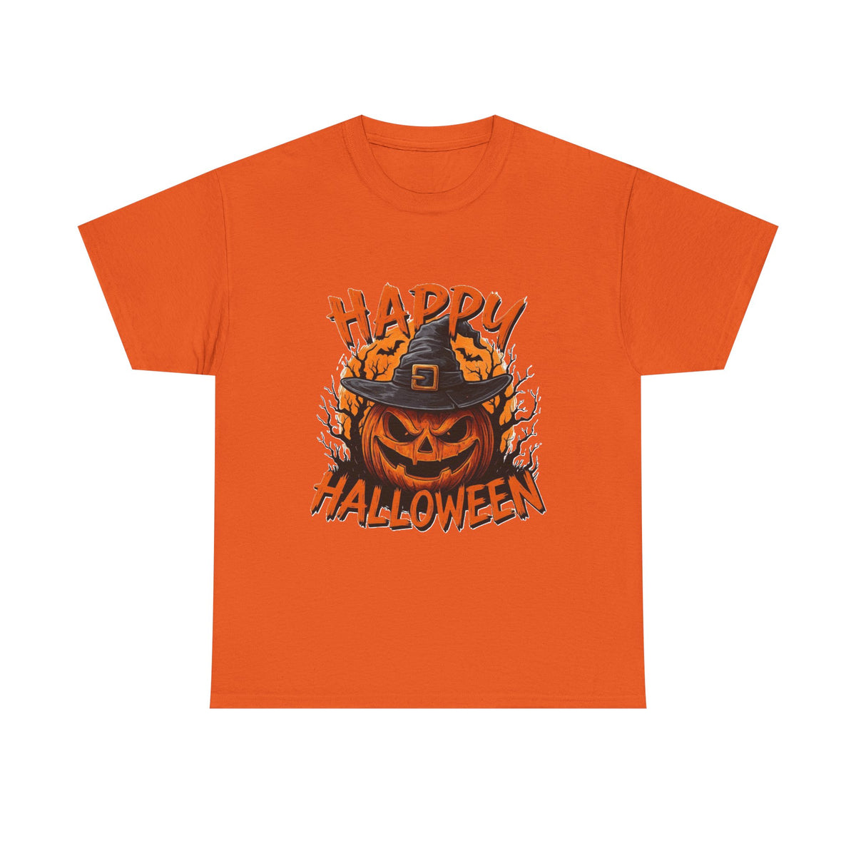 Jack-o'-Lantern Witch Hat Happy Halloween T-Shirt | Pumpkin Scary Mask Tee
