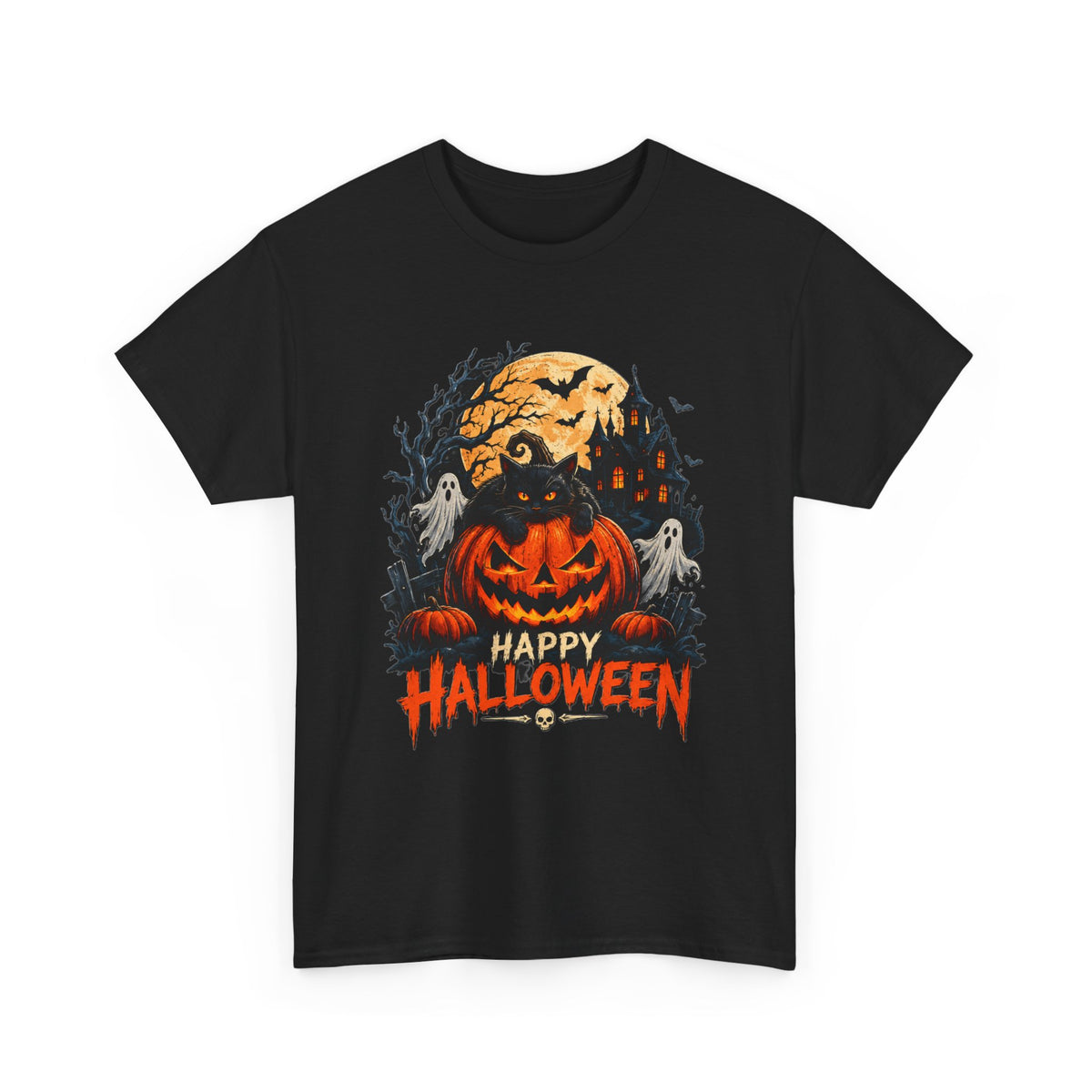 Camiseta de Halloween con calabaza Jack-o'-Lantern | Fantasmas espeluznantes, luna llena