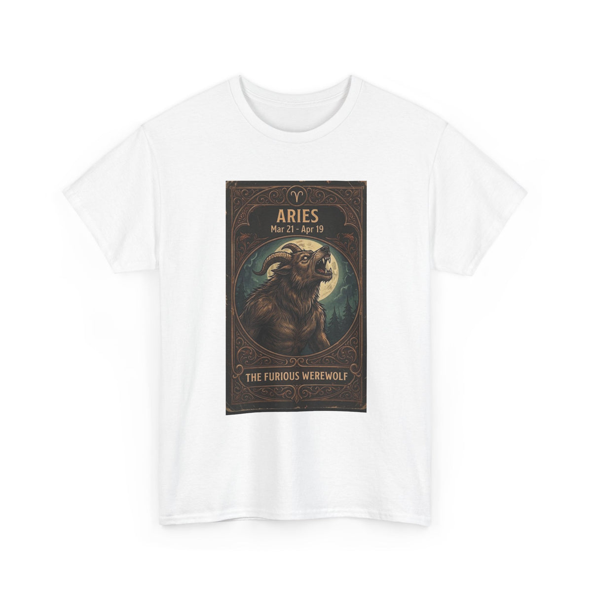 Aries The Furious Werewolf T-Shirt | Halloween Zodiac Ram Astrology Tee