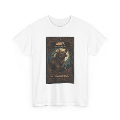 Aries The Furious Werewolf T-Shirt | Halloween Zodiac Ram Astrology Tee