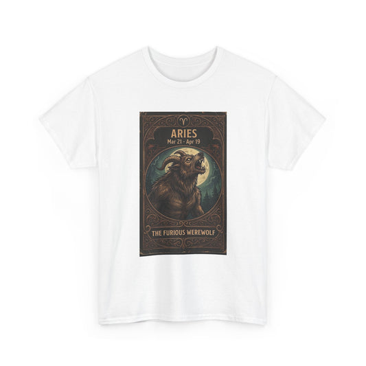 Aries The Furious Werewolf T-Shirt | Halloween Zodiac Ram Astrology Tee