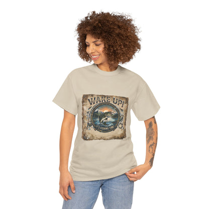 Wake Up Fishing Tee | Bass Fish Vintage Outdoors Shirt