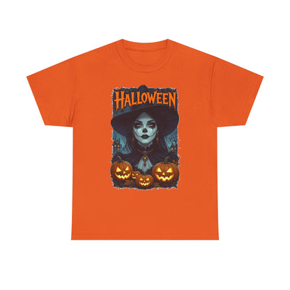 Camiseta de bruja con calabazas de Halloween | Camiseta de arte de calavera de Halloween