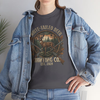 White-Tailed Deer Hunting Co T-Shirt | Deer Rifle Forest Vintage Badge