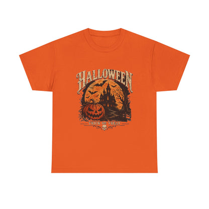 T-shirt vintage avec scène de citrouille d'Halloween | Graphisme rétro « Trick or Treat »
