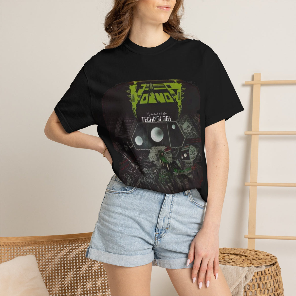 T-shirt pochette d'album Killing Technology de Voivod | Tee-shirt graphique rétro tech du groupe de thrash metal canadien