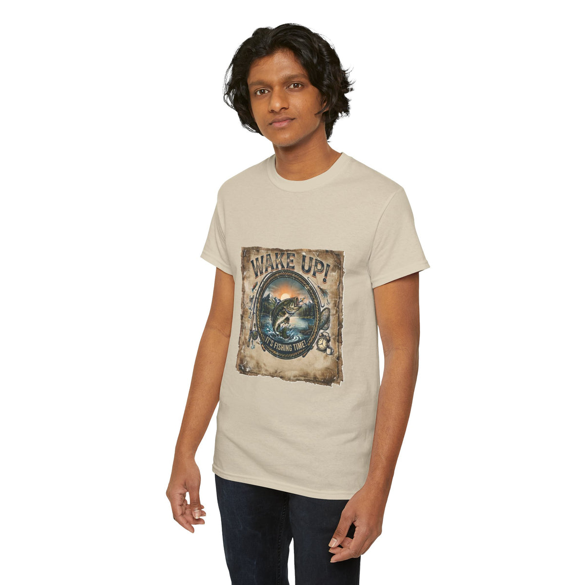 Wake Up Fishing Tee | Bass Fish Vintage Outdoors Shirt