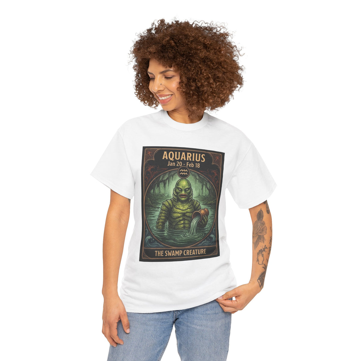 Aquarius The Swamp Creature T-Shirt | Halloween Zodiac Monster Poster