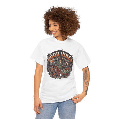 Good Vibes Halloween Tee | Psychedelic Floral Illustration