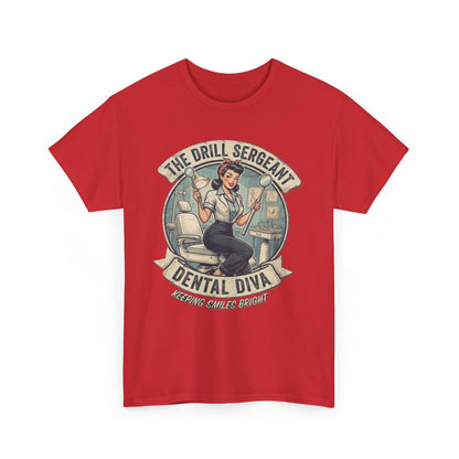 Drill Sergeant Dental Diva T-Shirt | Retro Pinup Dentist Graphic