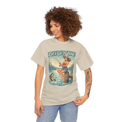 Let's Go Fishing Vintage Angler Graphic T-Shirt