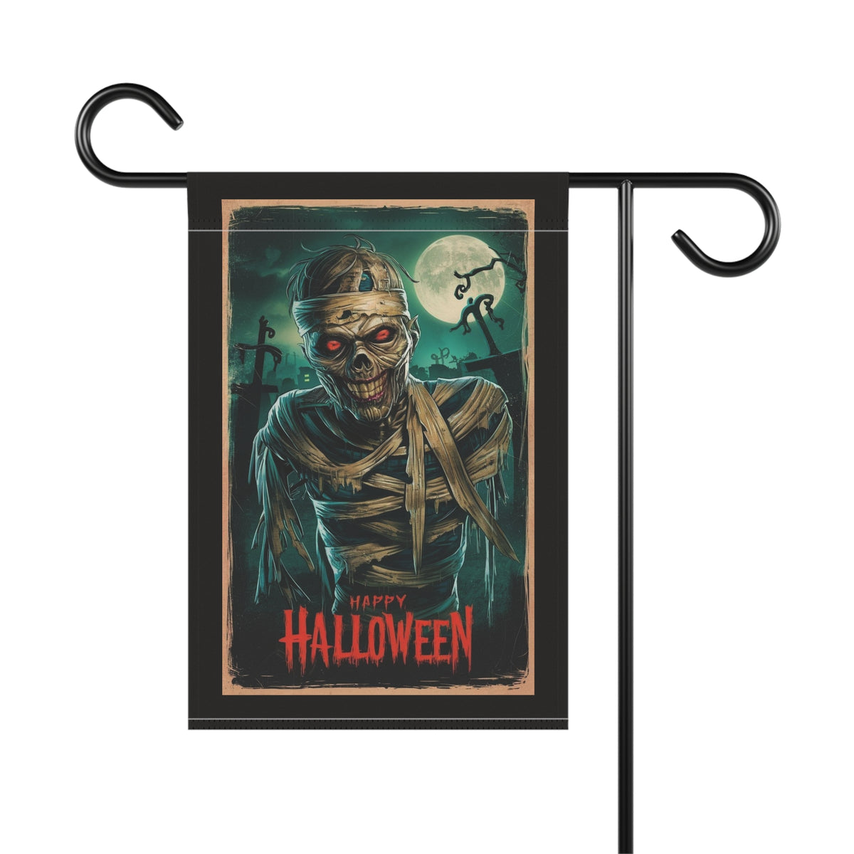 Bandera de jardín de momia zombi para Halloween feliz | Estandarte para casa