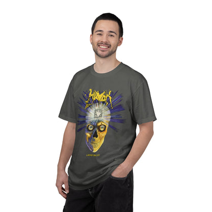 Camiseta Havok Conformicide Skull Sunburst Graphic | Arte de banda de thrash metal amarillo y azul