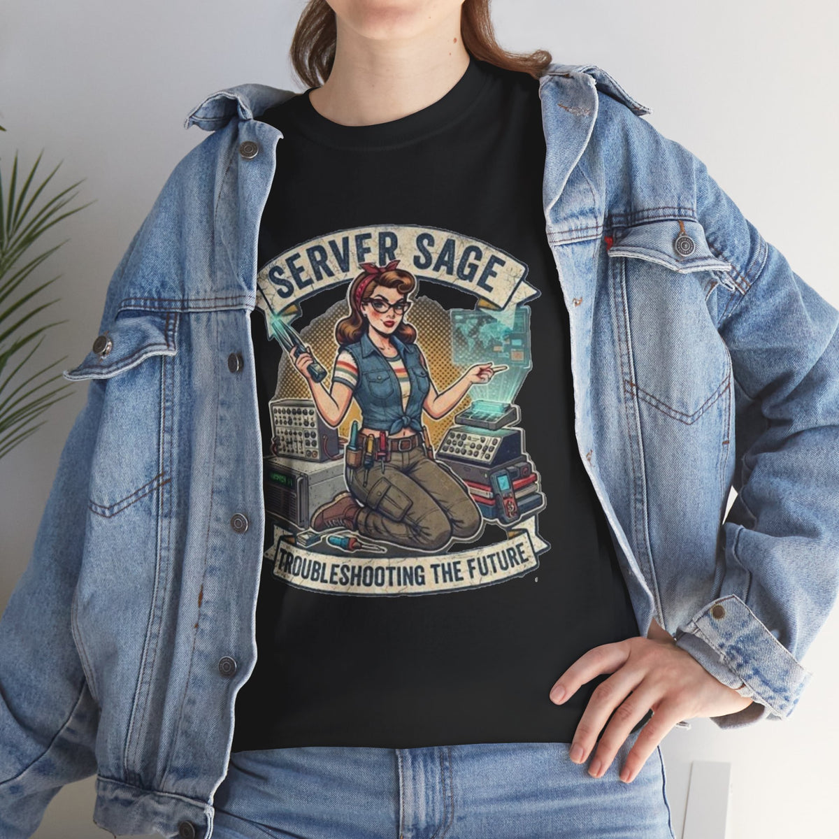 Server Sage Troubleshooting the Future T-Shirt | IT Technician Retro Tech Shirt
