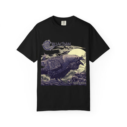 T-shirt avec illustration du corbeau de Cruachan | Folk Metal, illustration de corbeau celte, scène de ciel nocturne