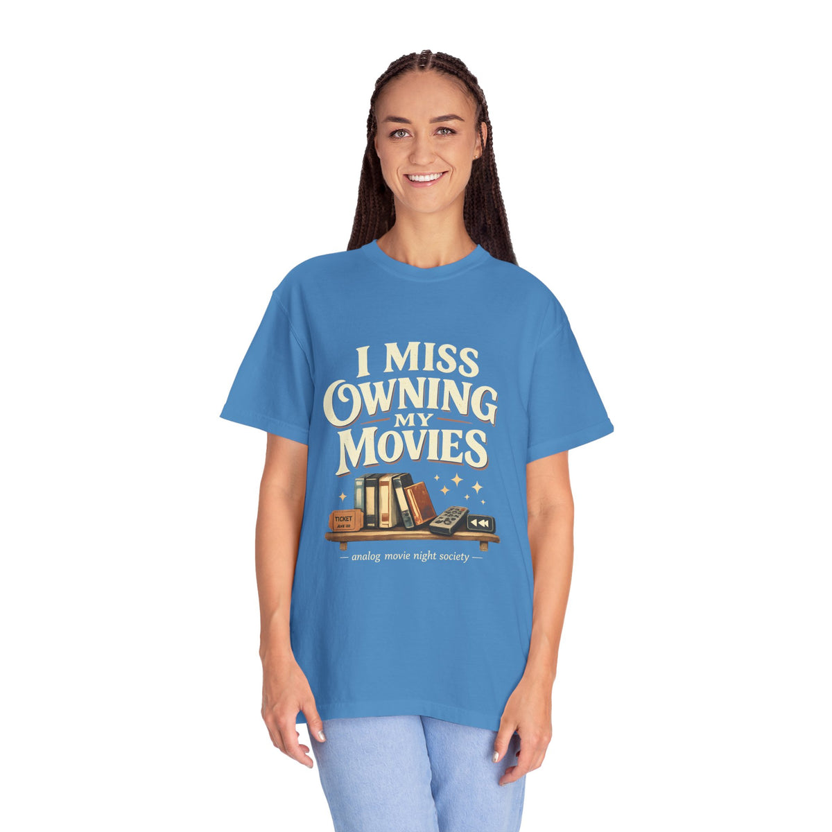 Camiseta "I Miss Owning My Movies", Camiseta vintage de noche de cine, Regalo para amantes de VHS y DVD, Camiseta para coleccionistas de cine, Camiseta de la sociedad de noche de cine analógico