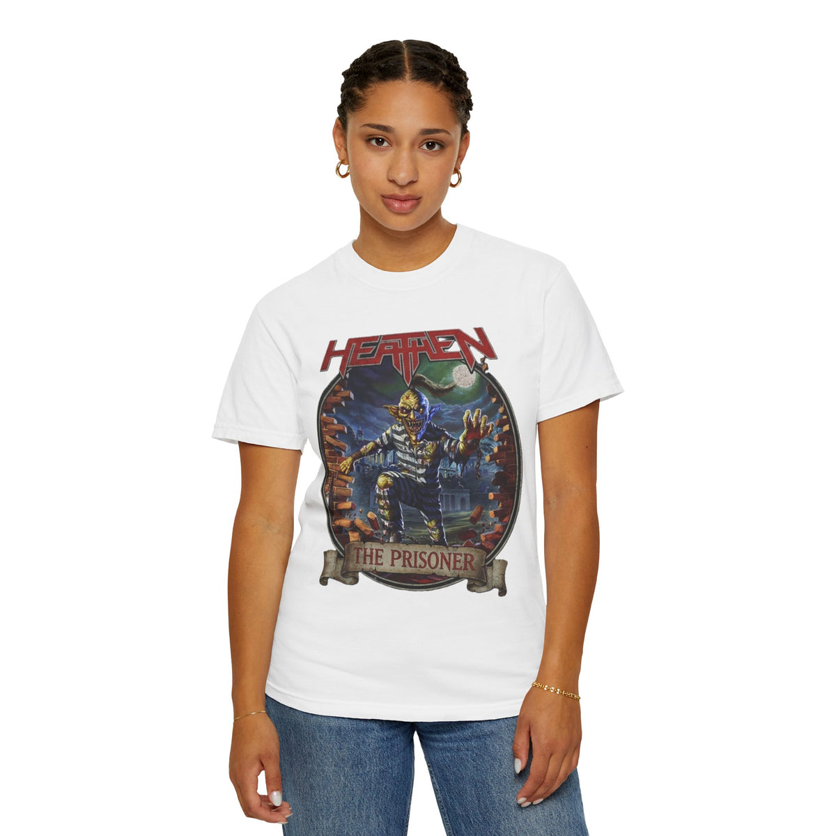 T-shirt avec pochette de l'album The Prisoner de Heathen | T-shirt graphique de groupe de Heavy Metal