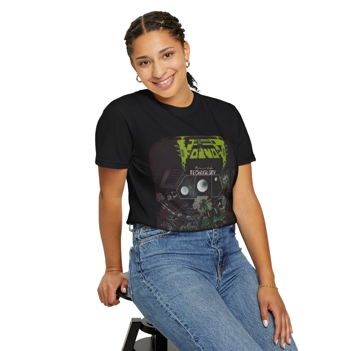 T-shirt pochette d'album Killing Technology de Voivod | Tee-shirt graphique rétro tech du groupe de thrash metal canadien