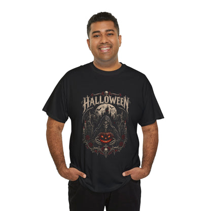 Camiseta de Halloween de calavera y calabaza | Camiseta de Jack-O'-Lantern en bosque espeluznante