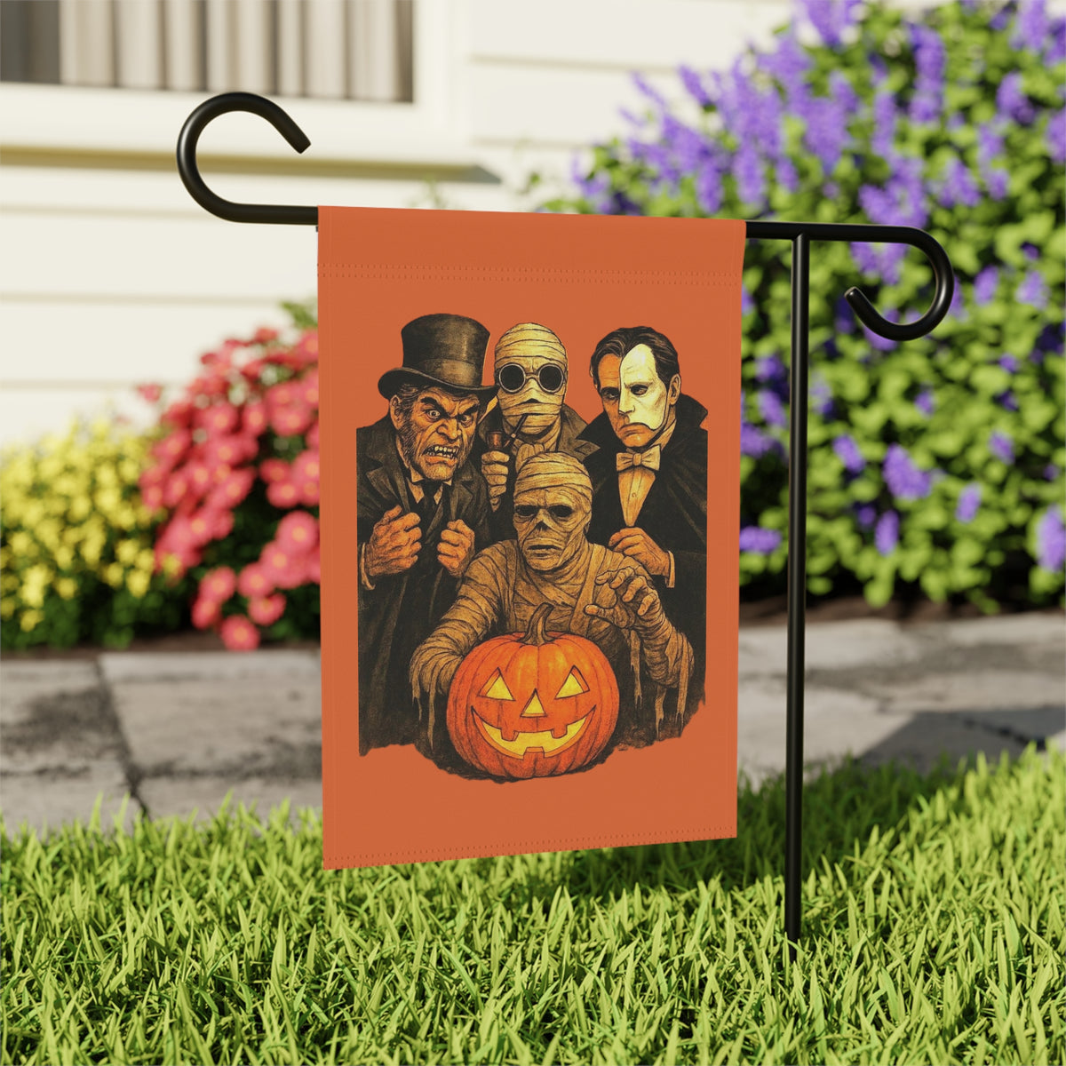 Classic Movie Monsters Pumpkin Garden Flag | House Banner