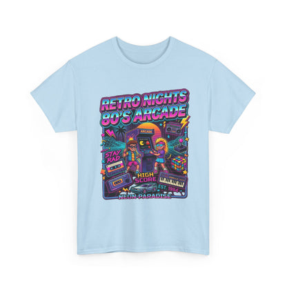 Retro Nights 80s Arcade Tee | Vaporwave Neon Gaming Graphic Shirt