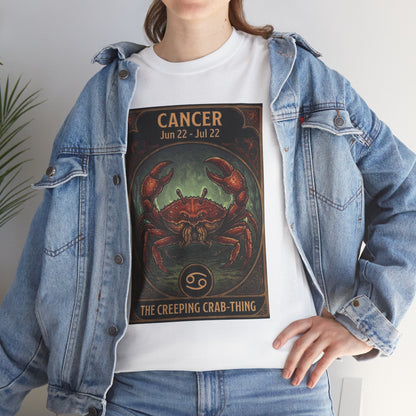 Camiseta con ilustración del cangrejo del zodiaco Cáncer | Diseño de póster de astrología para Halloween