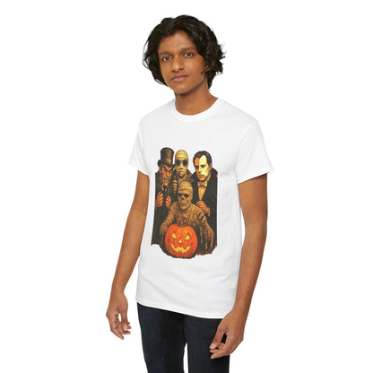 T-shirt Monstres classiques de l'horreur avec lanterne Jack-O'-Lantern | T-shirt équipe des monstres d'Halloween