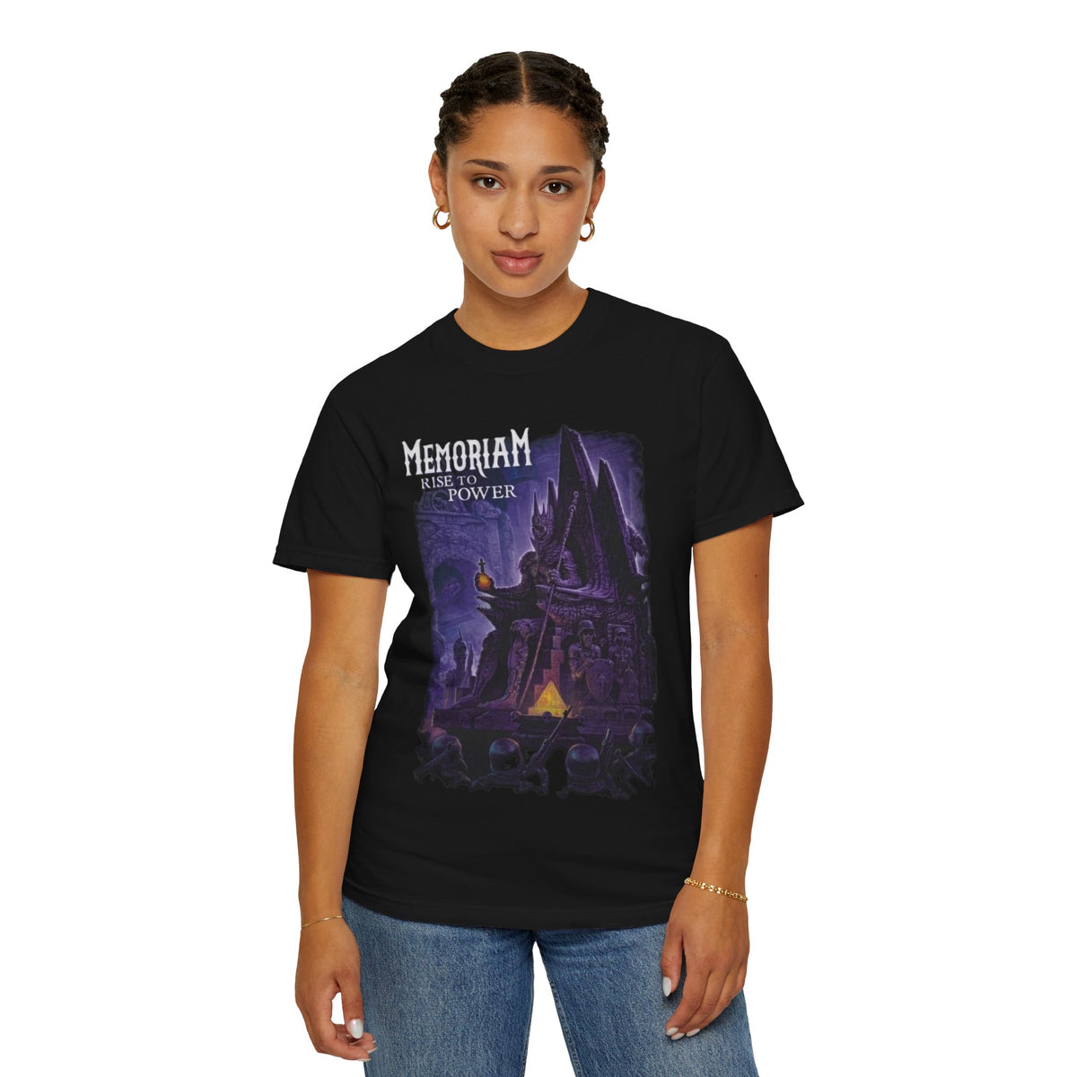 Camiseta con ilustración de castillo gótico «Memoriam Rise to Power» | Arte de banda británica de death metal