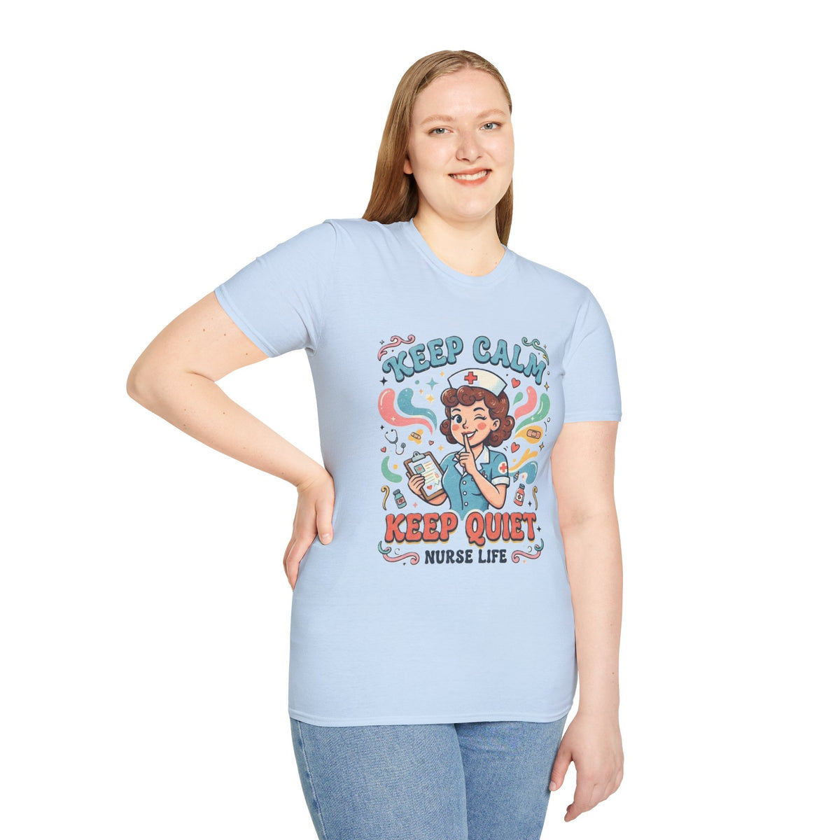 Keep Calm Keep Quiet Nurse Life T-Shirt | Nurse Illustration Tee