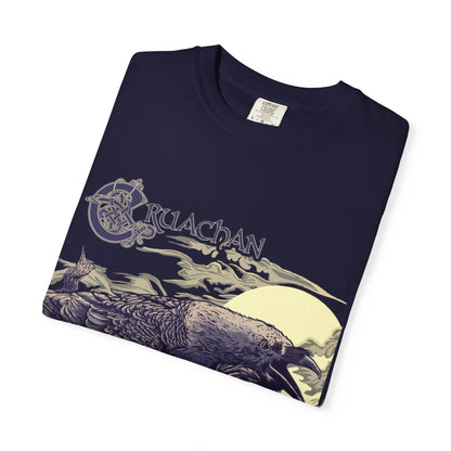 T-shirt avec illustration du corbeau de Cruachan | Folk Metal, illustration de corbeau celte, scène de ciel nocturne
