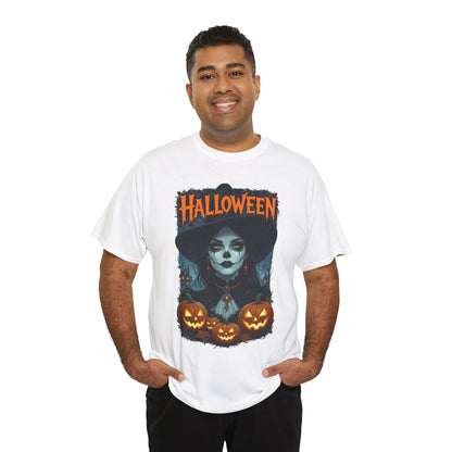 Camiseta de bruja con calabazas de Halloween | Camiseta de arte de calavera de Halloween