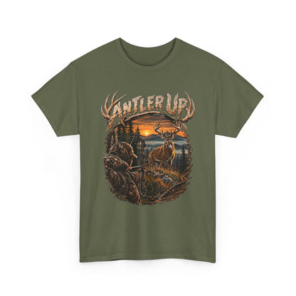 T-shirt Antler Up Deer Sunset | Scène de chasse, cerf en forêt