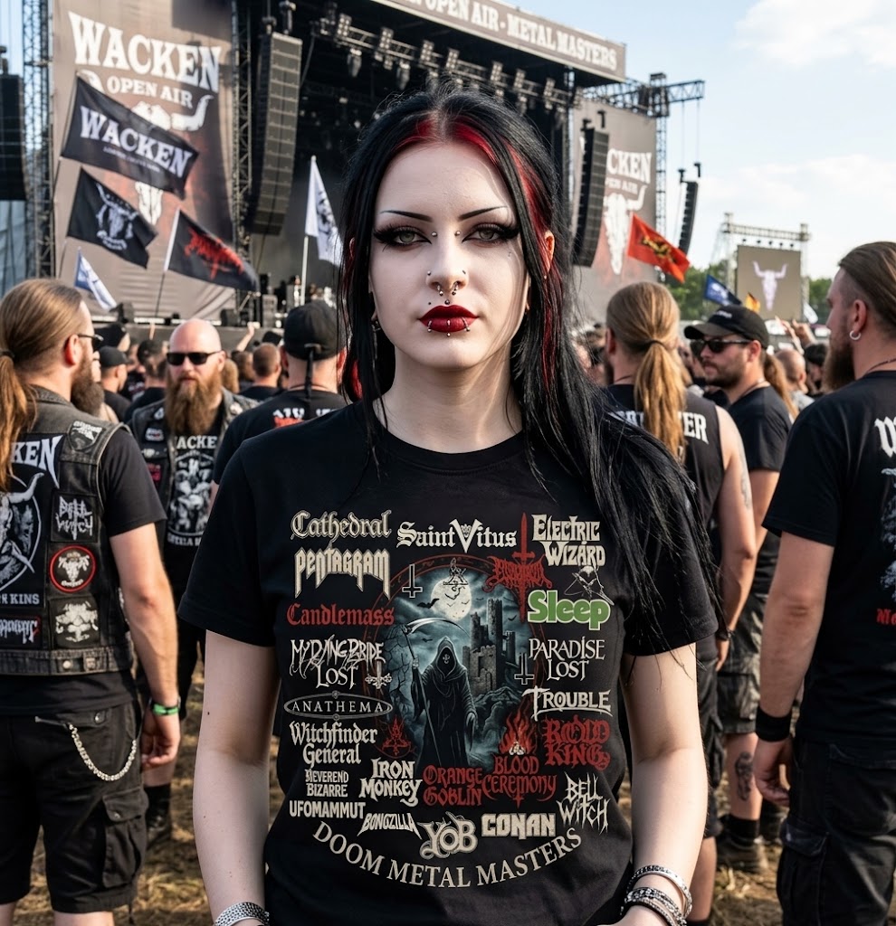 T-shirt design Doom Metal | T-shirt avec logos de groupes Doom Metal Masters