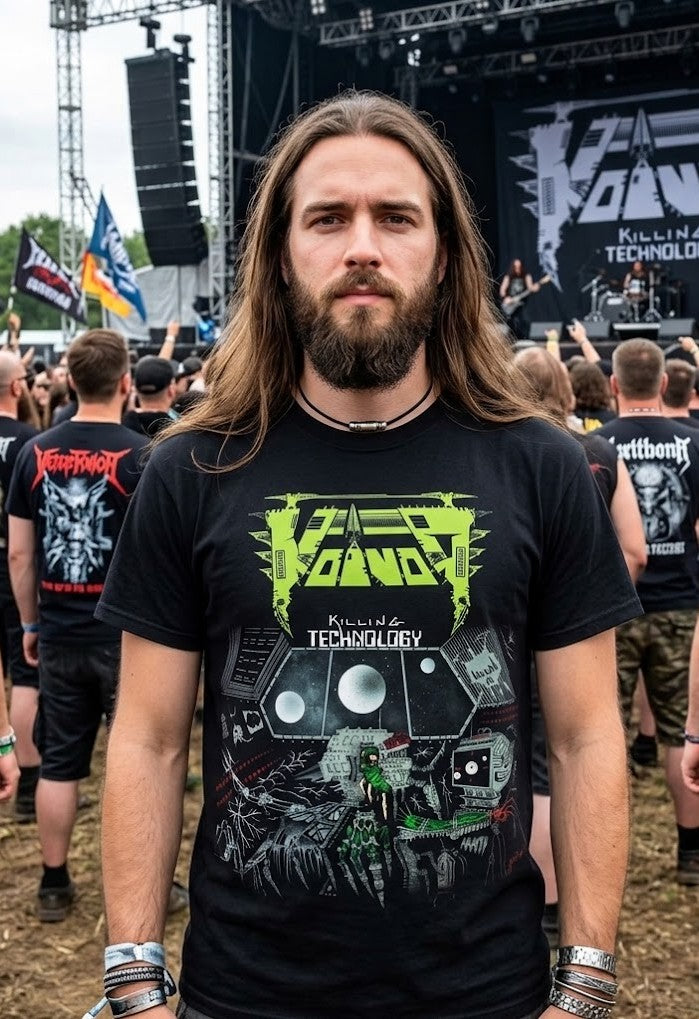 T-shirt pochette d'album Killing Technology de Voivod | Tee-shirt graphique rétro tech du groupe de thrash metal canadien