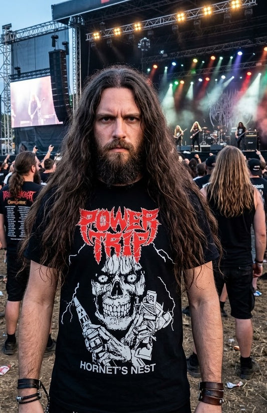 Power Trip Skull Hornets Nest T-Shirt / Thrash Metal Band Tee