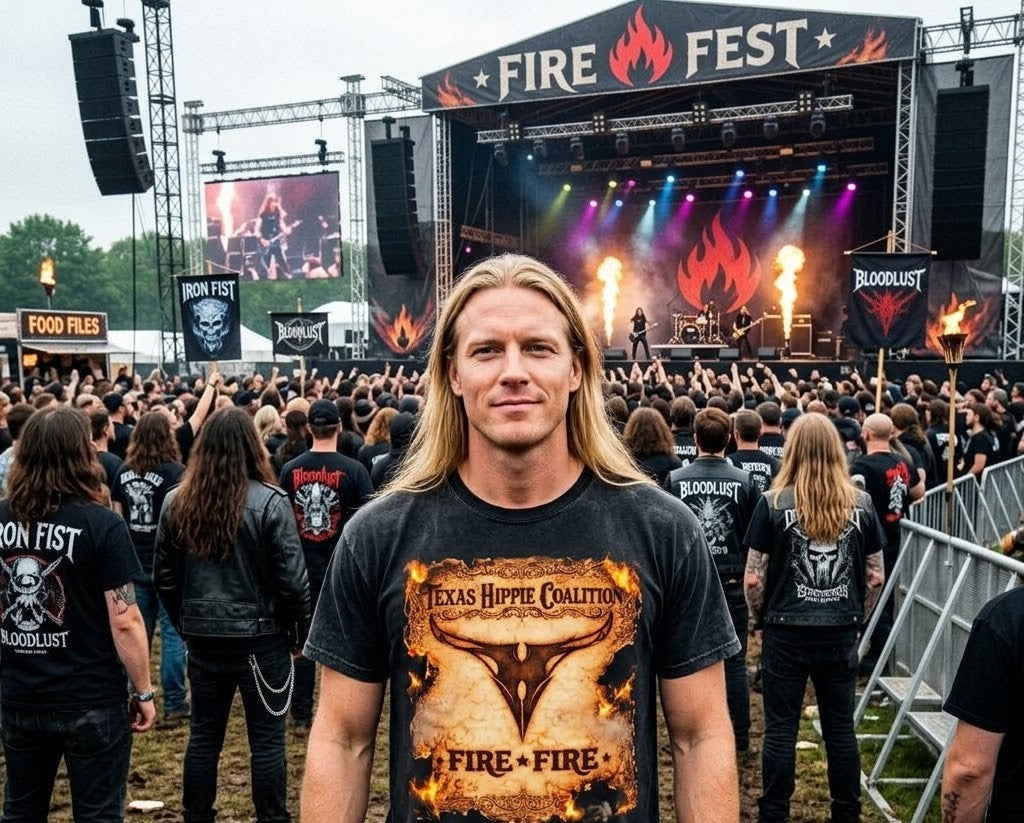 Texas Hippie Coalition Fire + Fire T-Shirt / Southern Stoner Metal Band Tee