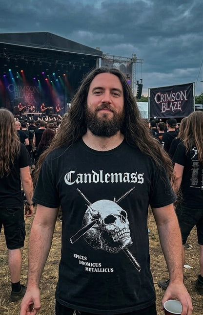 Candlemas Skull and Crossbones Graphic T-Shirt / Epicus Doomicus Metallicus