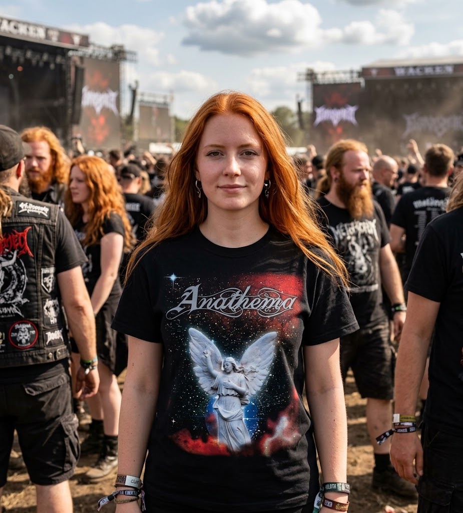 T-shirt graphique Anathema Angel | Design cosmique de statue d'ange