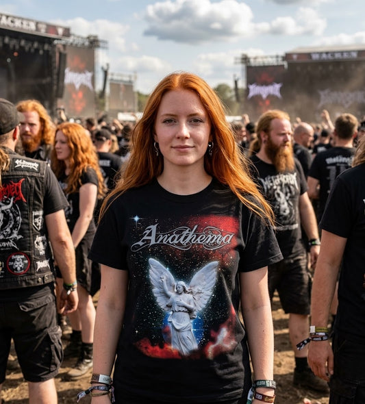 Camiseta gráfica Anathema Angel | Diseño cósmico de estatua de ángel
