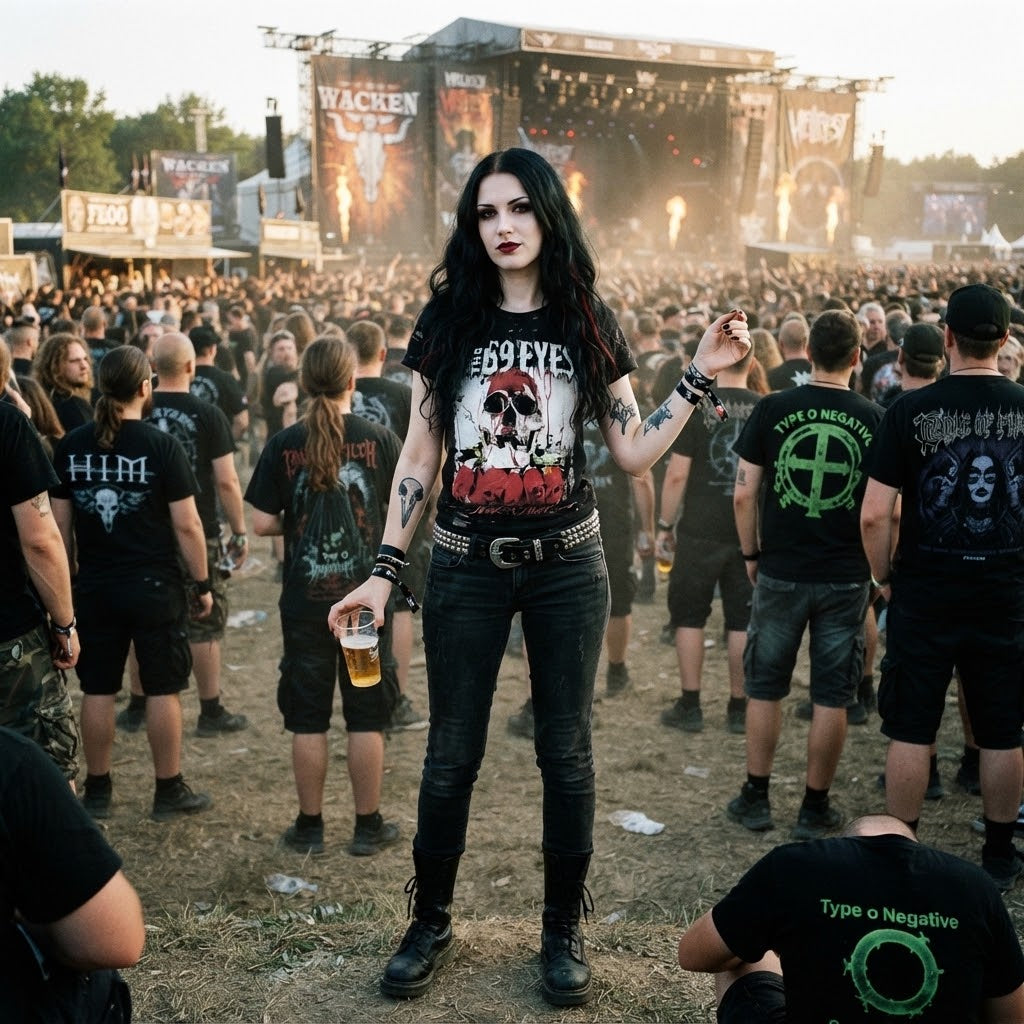 Camiseta The 69 Eyes Back In Blood con calavera y rosas | Camiseta gráfica de banda finlandesa de rock y metal gótico