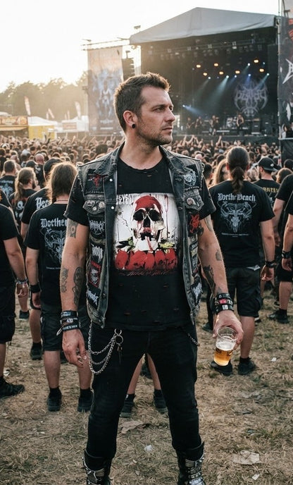Camiseta The 69 Eyes Back In Blood con calavera y rosas | Camiseta gráfica de banda finlandesa de rock y metal gótico