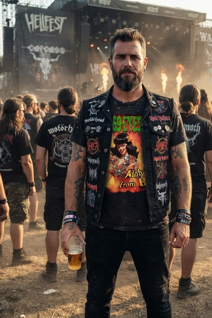 The 69 Eyes Aloha From Hell Album Artwork pinup graphic T-shirt | Finnish Gothic Rock Metal band artwork