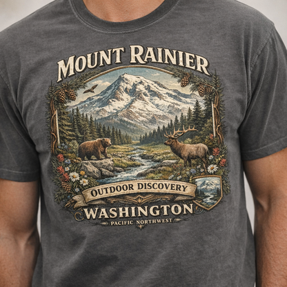Camiseta del Monte Rainier, playera Comfort Colors de la naturaleza de Washington